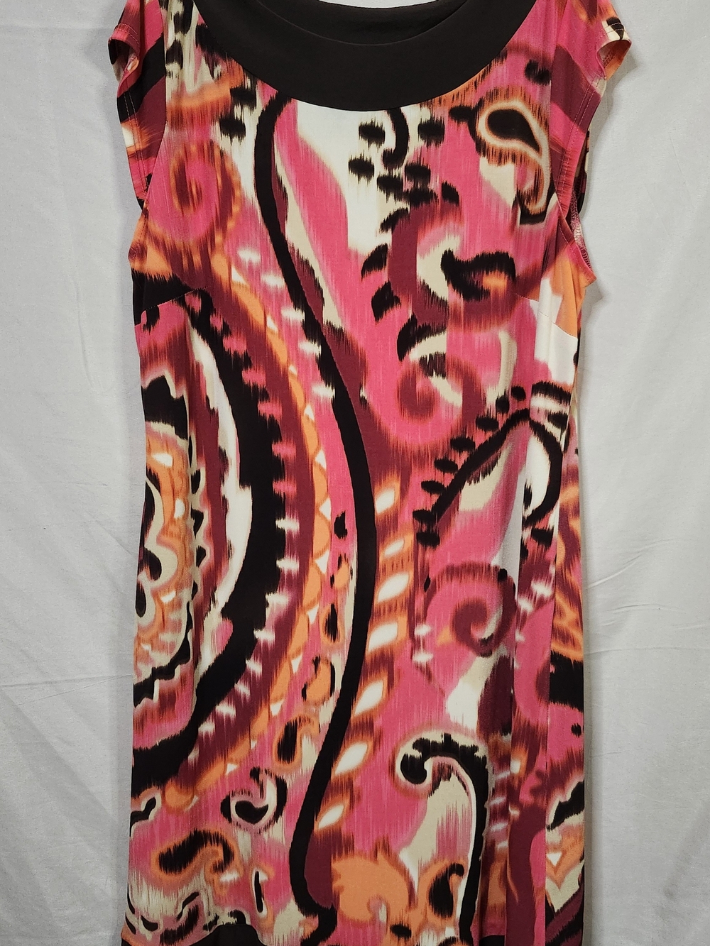 Liz Claiborne Pink Orange Black Printed Midi Dress